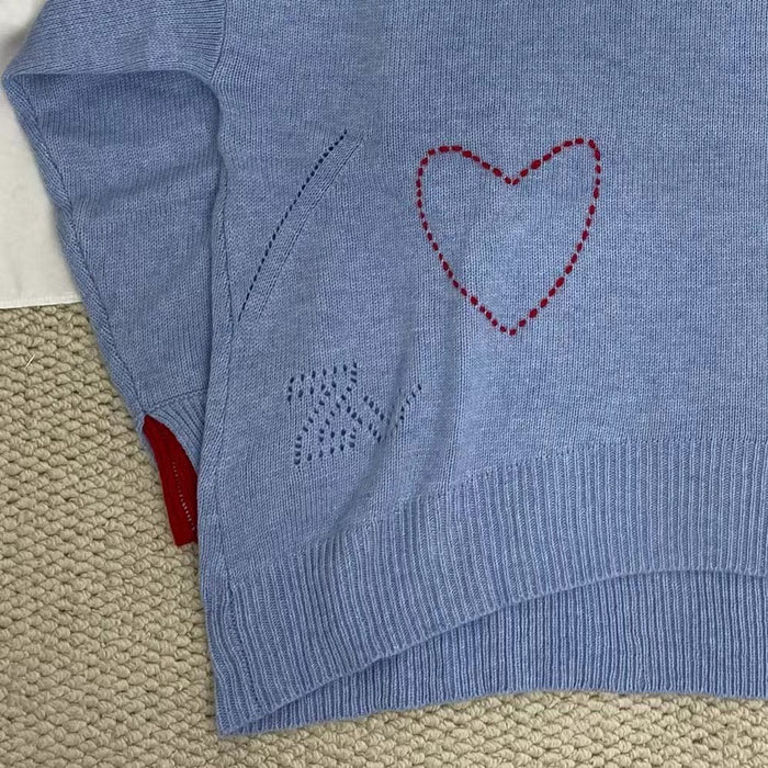 Letter Heart Embroidered Sweater