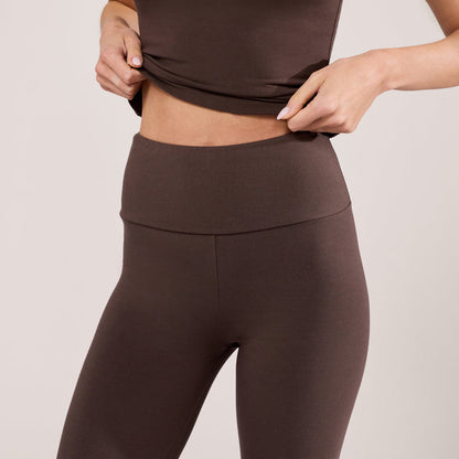 Lightweight Everyday High Waisted Leggings - Espresso Brown