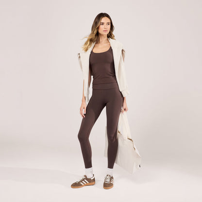 Lightweight Everyday High Waisted Leggings - Espresso Brown