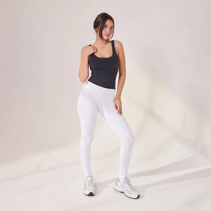 Lightweight Everyday High Waisted Leggings - White