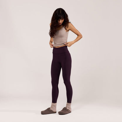 Lightweight Everyday High Waisted Leggings - Wine