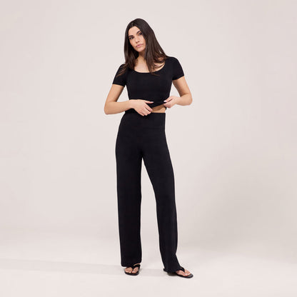 Lightweight Short Sleeve Top - Black