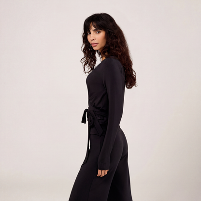Lightweight Wrap Top - Black
