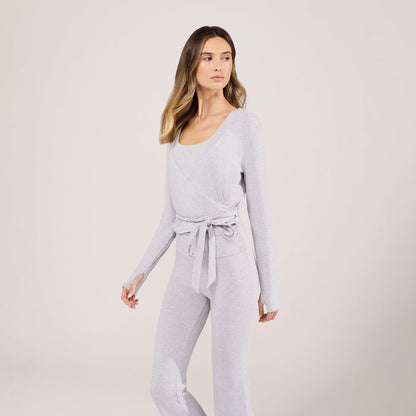 Lightweight Wrap Top - Light Grey Marl