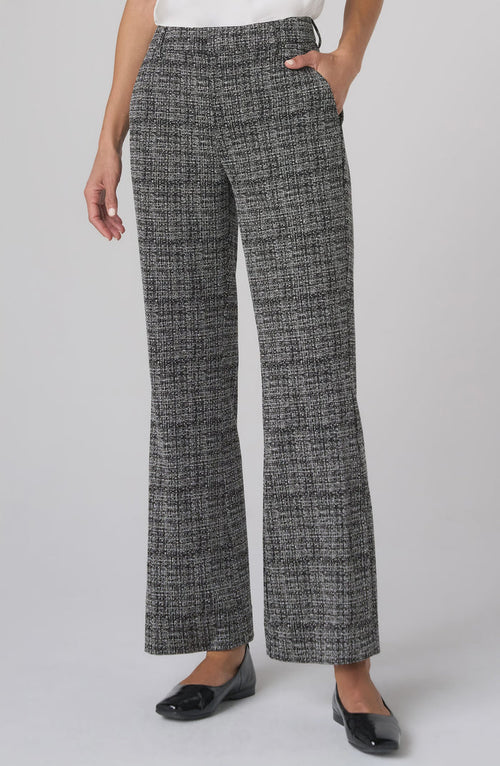Liverpool Los Angeles Ankle Flare Trouser W/ Slit Hem in Black Tweed