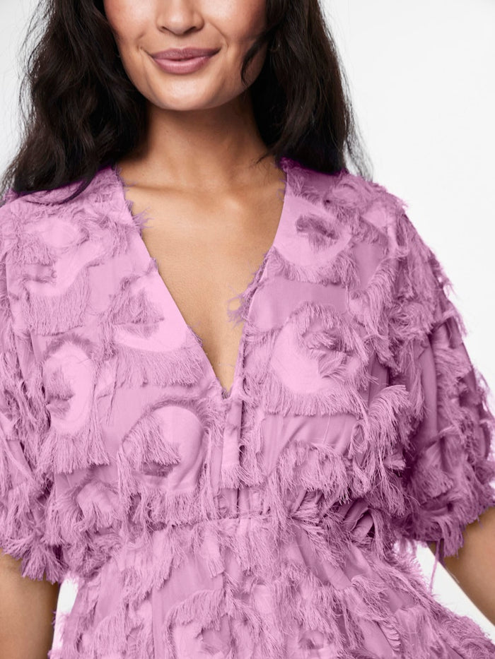 Liza Fringed Midi Dress (Pastel Lavender)