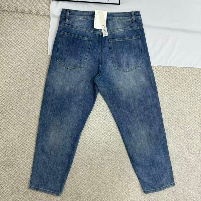 Loose-Fit Straight-Leg Distressed Jeans