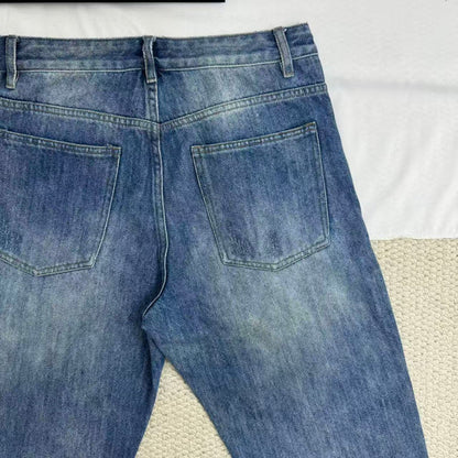 Loose-Fit Straight-Leg Distressed Jeans