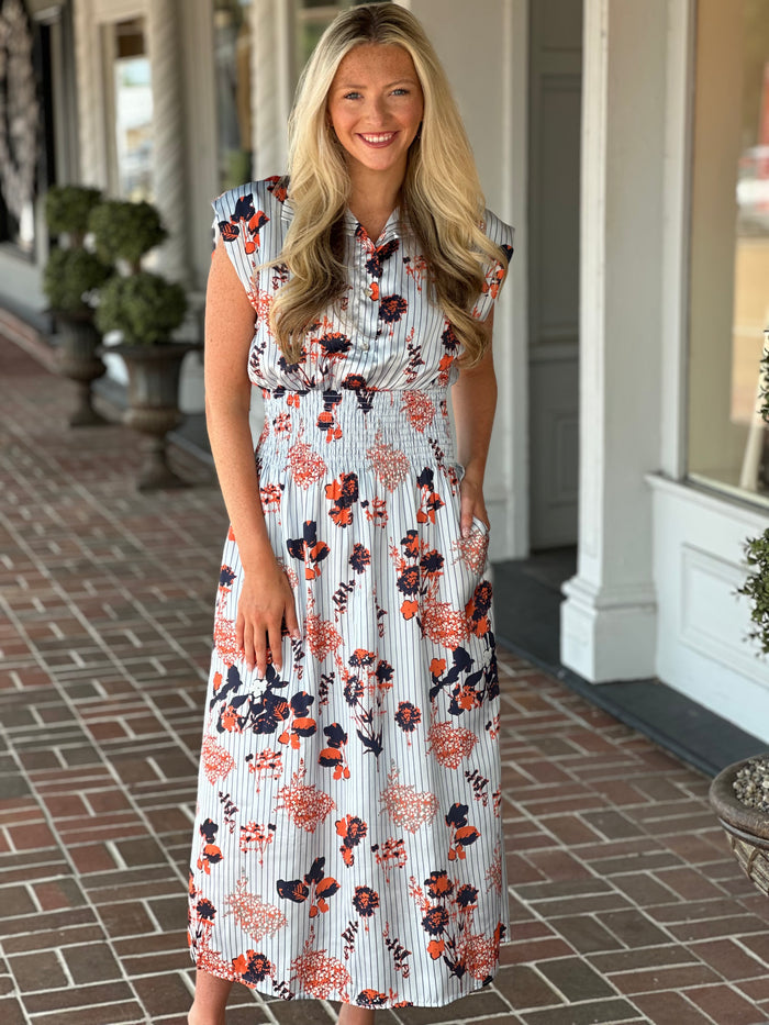 Lucky To Be Here Blue Stripe Dress