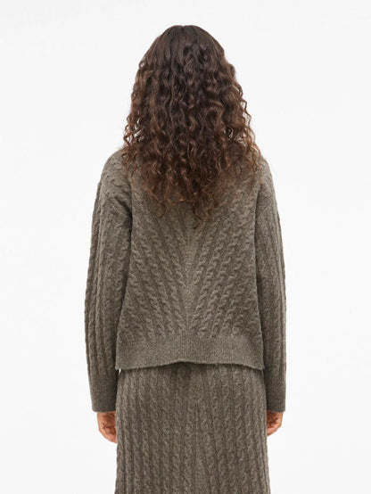 Mandy High Neck Knit Jumper (Falcon/Melange)