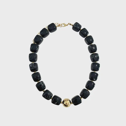 Massey Chunky Beaded Necklace - Black