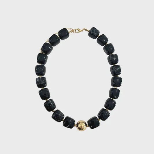 Massey Chunky Beaded Necklace - Black