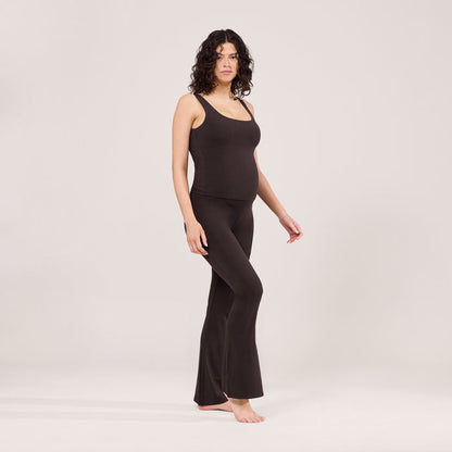 Maternity Lightweight Flare Leggings - Black Coffee