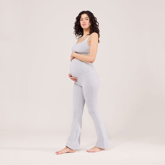 Maternity Lightweight Flare Leggings - Light Grey Marl
