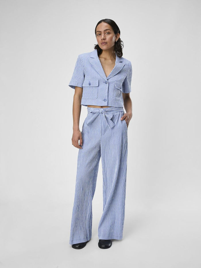 Maya High Waisted Pants (Palace Blue/White)