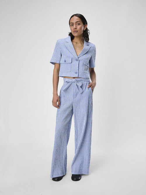 Maya High Waisted Pants (Palace Blue/White)