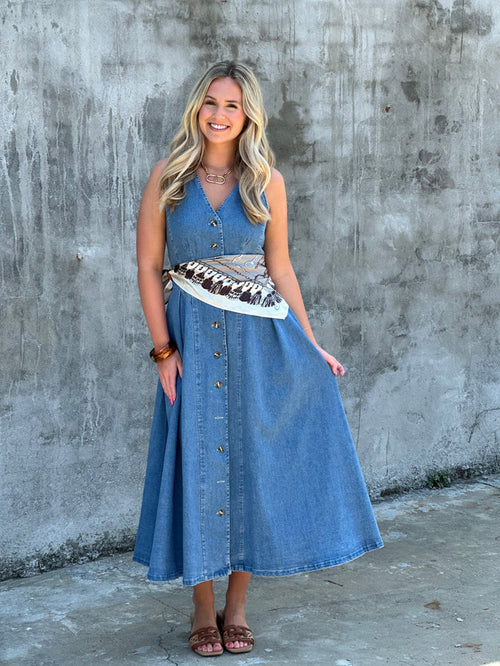 Meant For This Denim Midi Dress