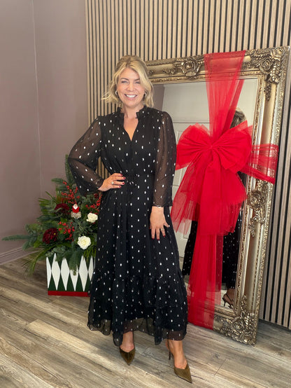 Mena Long Dress (Black/Silver)