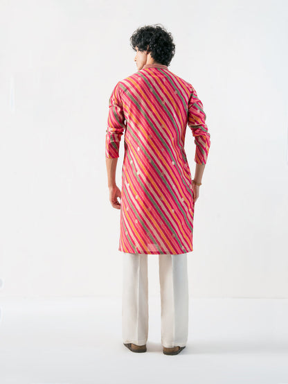 Mens Multicolor Blended Print Kurta