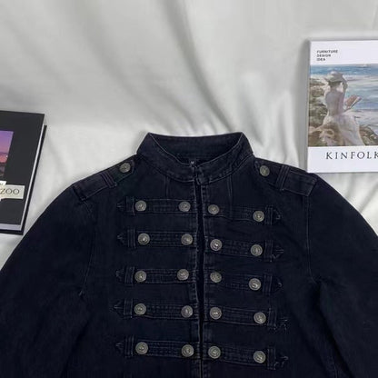 Metal Double-Breasted Denim Jacket