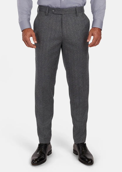 Mid Grey Herringbone Flannel Pants - SARTORO