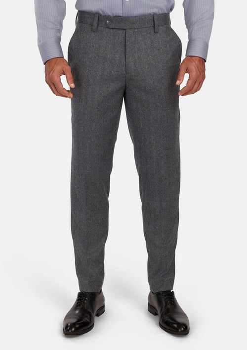 Mid Grey Herringbone Flannel Pants - SARTORO