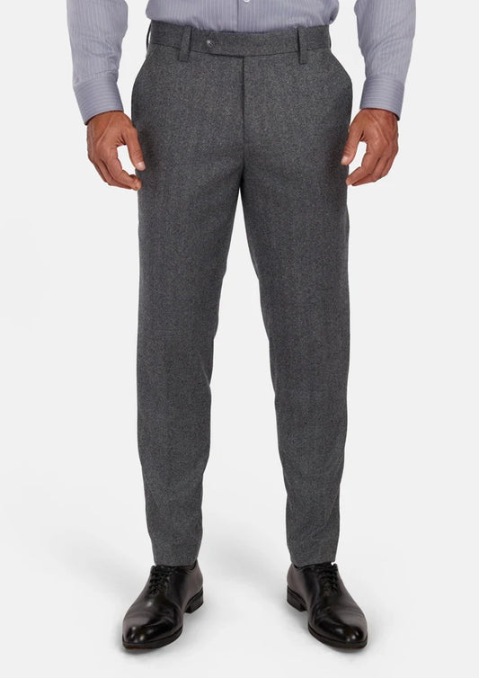Mid Grey Herringbone Flannel Pants - SARTORO