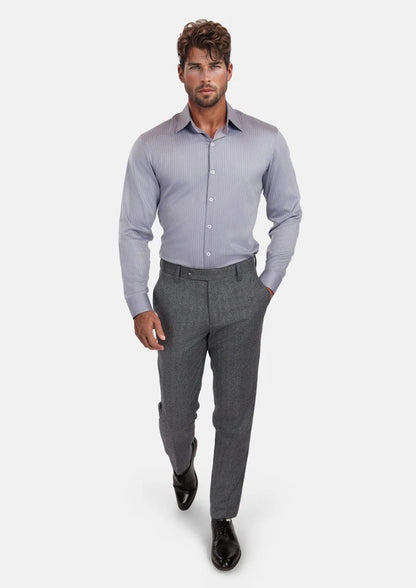 Mid Grey Herringbone Flannel Pants - SARTORO