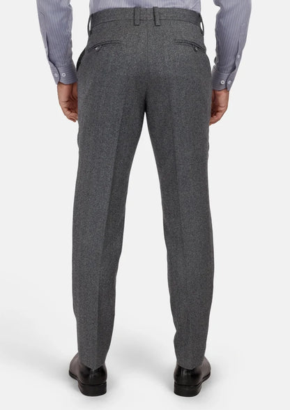 Mid Grey Herringbone Flannel Pants - SARTORO