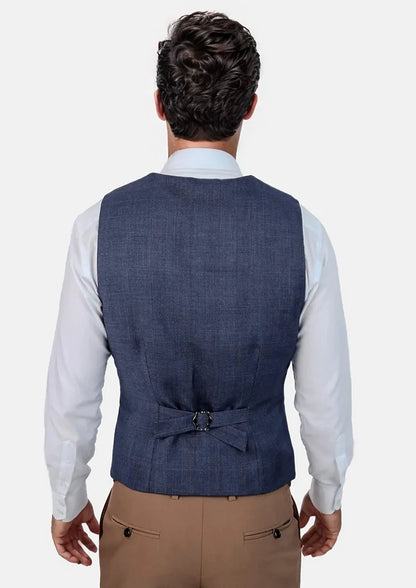 Midnight Blue Prince of Wales Vest - SARTORO