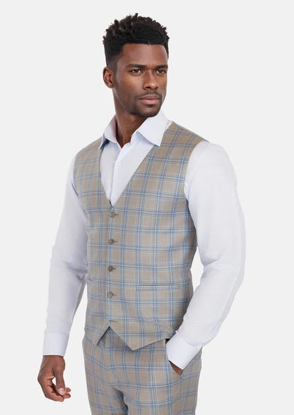 Milano Grey Checked Vest - SARTORO