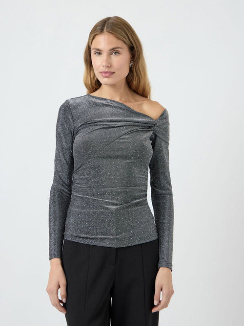 Missy Off Shoulder Top (Black/Dark Silver)