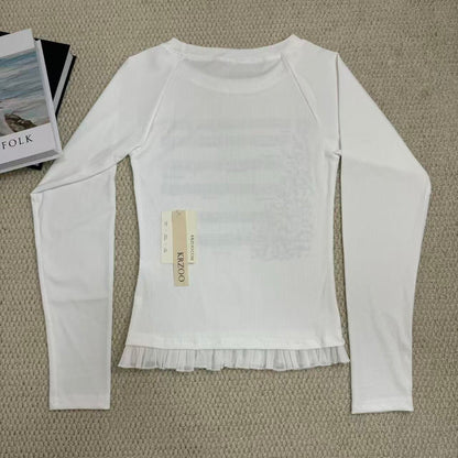 Musical score printed long-sleeved shirt