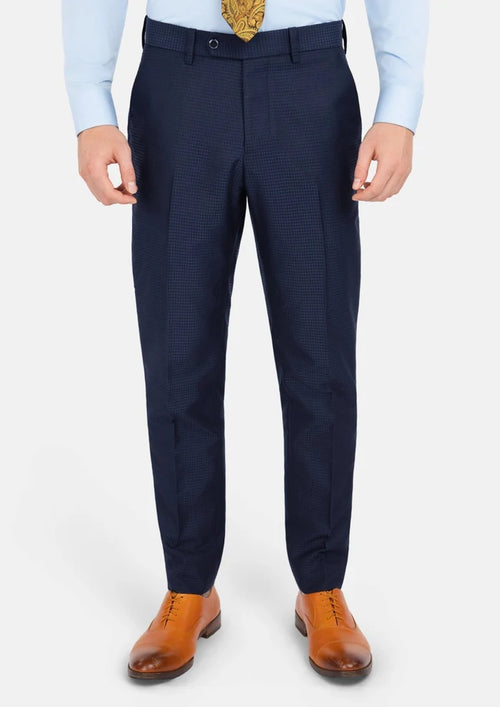 Navy Microcheck Pants - SARTORO