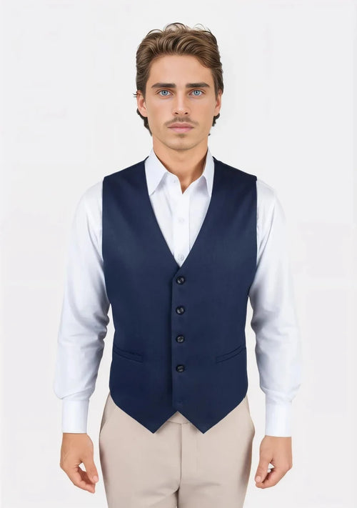 Navy Twill Vest - SARTORO