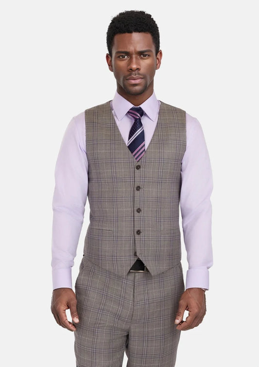 Nickel Grey Checked Vest - SARTORO