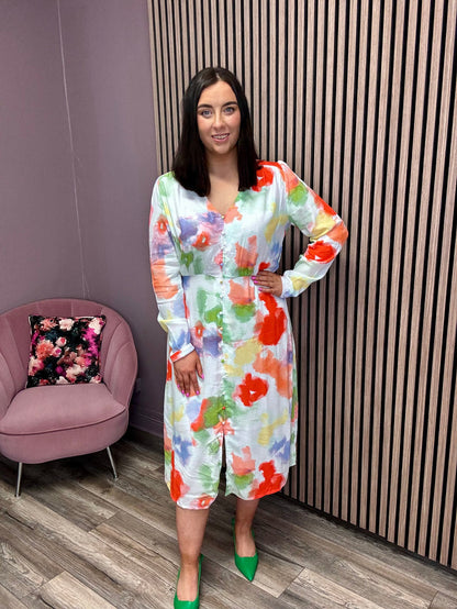 Olvie Long Sleeve Dress (Multi Cloud)