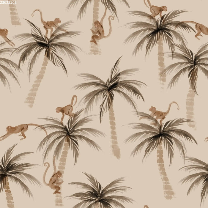 Palms & Monkeys Sand - Family Fabrics B.V.