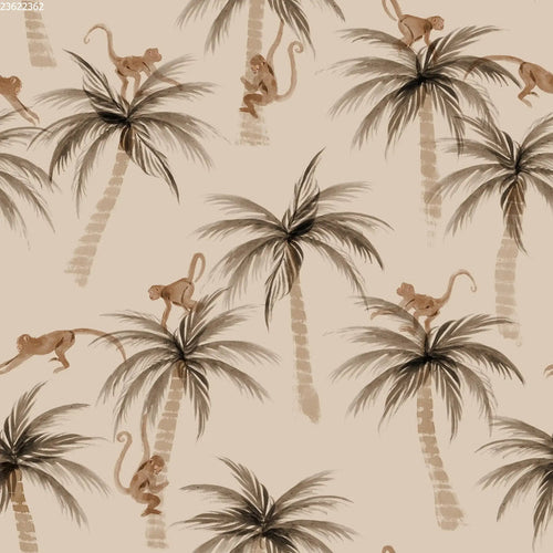Palms & Monkeys Sand - Family Fabrics B.V.