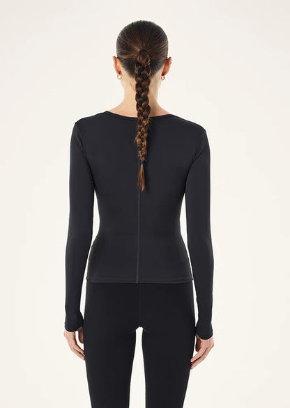 P.E Foundation Scoop Neck LS Top (Black)