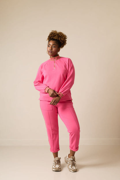 Philia Zip Neck Sweater (Pink)