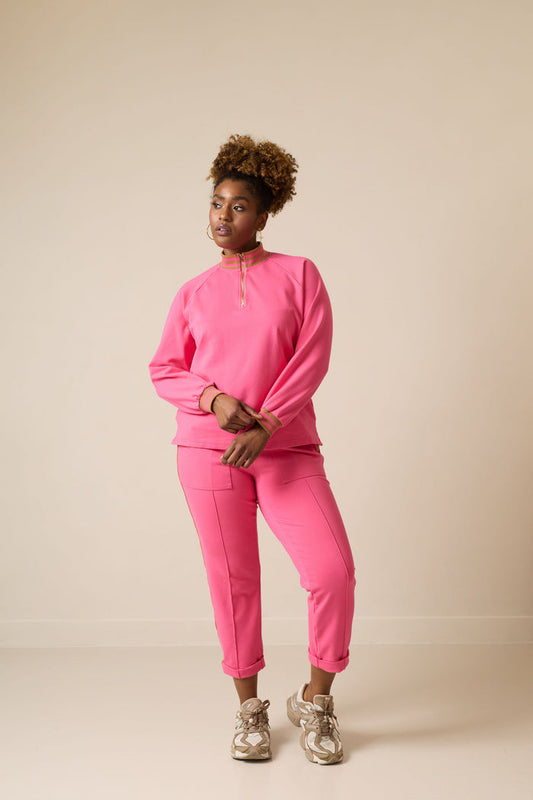 Philia Zip Neck Sweater (Pink)