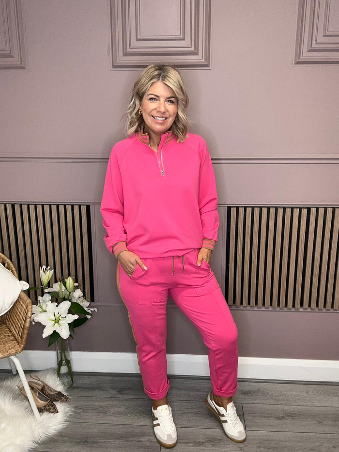 Philia Zip Neck Sweater (Pink)