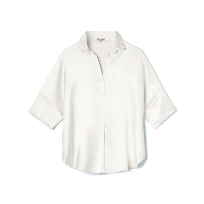 PJ Harlow Fran Collar Top in Pearl