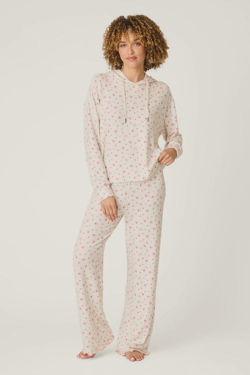 PJ Salvage Romantic Rose Ditsy Floral Print Hoodie & Pants PJ Set