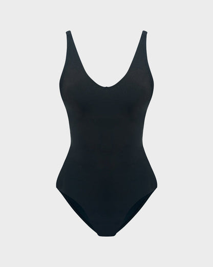 Plunge Lace-Up Corset Sculpting Swimsuit