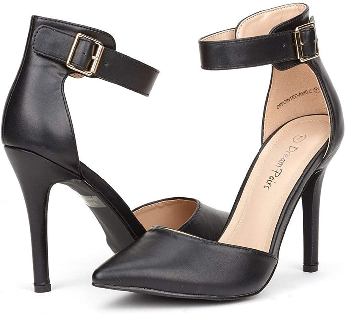 Pointed Toe Ankle Strap Stiletto Pumps