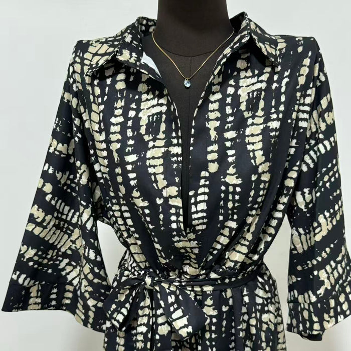 Printed Loose-Fit Satin Wide-Leg Jumpsuit