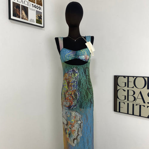 Printed Sleeveless Backless Dress