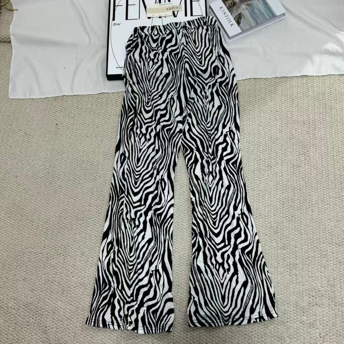 Printed Zebra-Print Straight-Leg Pants